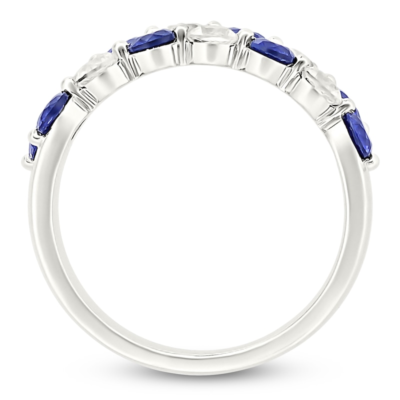 Main Image 4 of Blue & White Lab-Created Sapphire Two-Row Ring Sterling Silver