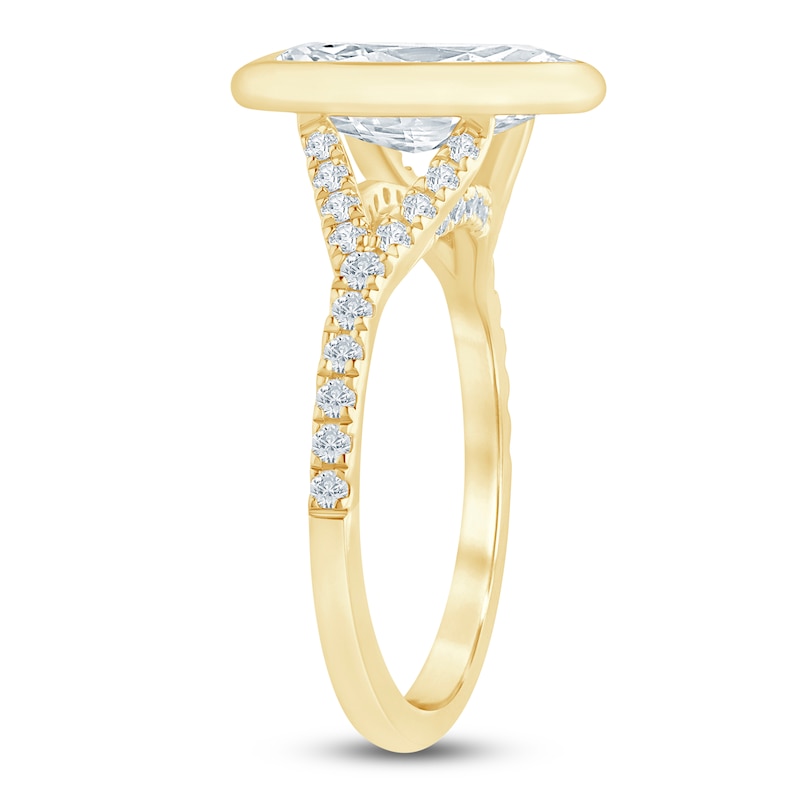 Main Image 2 of Marquise-Cut Lab-Grown Diamond Bezel-Set Engagement Ring 2-1/3 ct tw 14K Yellow Gold