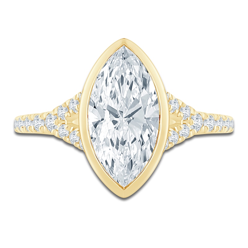 Main Image 3 of Marquise-Cut Lab-Grown Diamond Bezel-Set Engagement Ring 2-1/3 ct tw 14K Yellow Gold