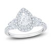 Thumbnail Image 1 of Certified Pear-Shaped Diamond Double Halo Engagement Ring 1-1/5 ct tw 14K White Gold