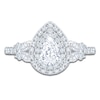 Thumbnail Image 3 of Certified Pear-Shaped Diamond Double Halo Engagement Ring 1-1/5 ct tw 14K White Gold