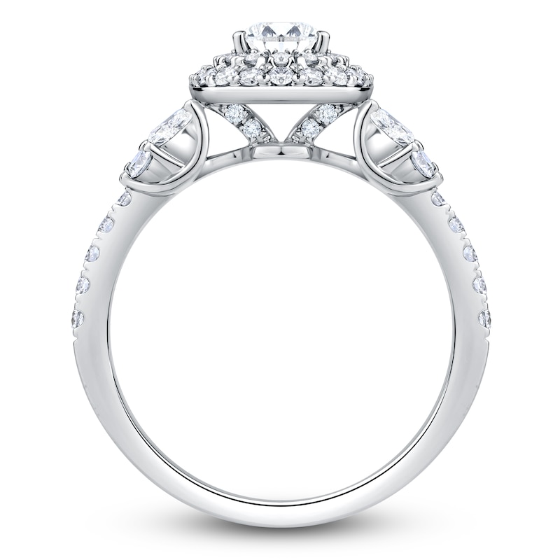 Main Image 4 of Certified Pear-Shaped Diamond Double Halo Engagement Ring 1-1/5 ct tw 14K White Gold