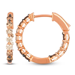 Le Vian Chocolate Ombré Diamond Inside-Out Hoop Earrings 1-1/6 ct tw 14K Strawberry Gold