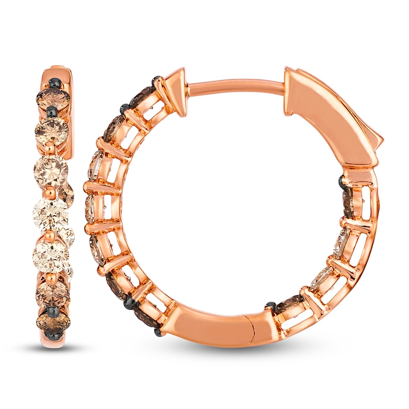 Main Image 1 of Le Vian Chocolate Ombré Diamond Inside-Out Hoop Earrings 1-1/6 ct tw 14K Strawberry Gold