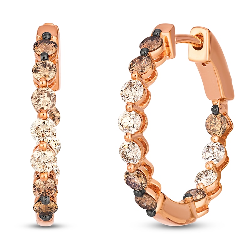 Main Image 2 of Le Vian Chocolate Ombré Diamond Inside-Out Hoop Earrings 1-1/6 ct tw 14K Strawberry Gold