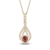 Thumbnail Image 1 of Oval-Cut Natural Ruby & Diamond Teardrop Necklace 1/5 ct tw 10K Yellow Gold 18"
