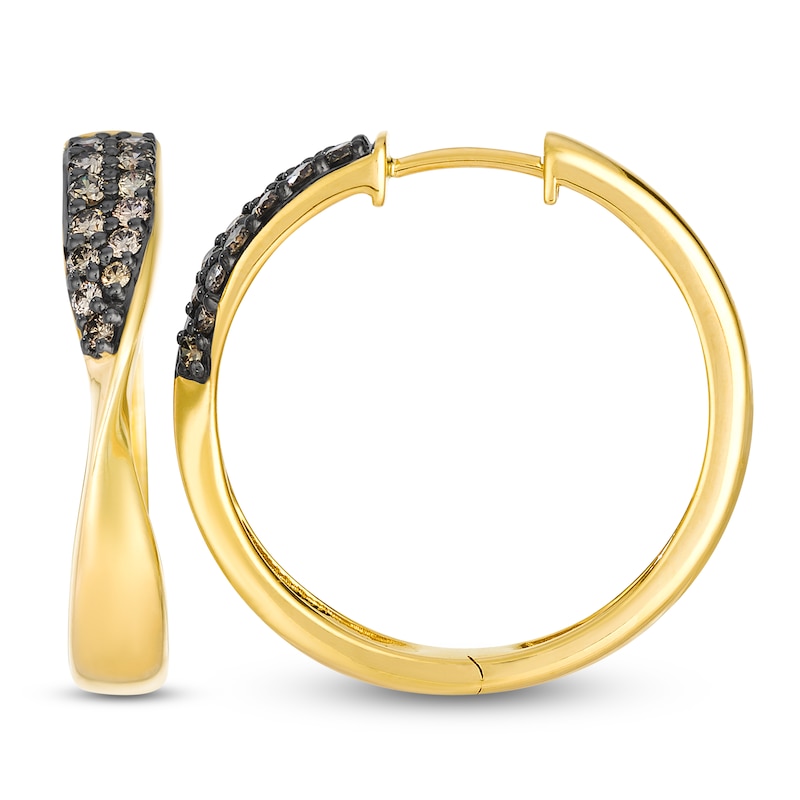 Main Image 1 of Le Vian Chocolate Diamond Twist Hoop Earrings 1/2 ct tw 14K Honey Gold