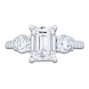 Thumbnail Image 3 of Emerald-Cut & Round-Cut Lab-Grown Diamond Three-Stone Engagement Ring 3 ct tw 14K White Gold