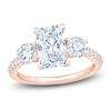 Thumbnail Image 1 of Radiant & Round-Cut Lab-Grown Diamond Three-Stone Engagement Ring 3 ct tw 14K Rose Gold