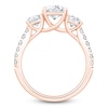 Thumbnail Image 2 of Radiant & Round-Cut Lab-Grown Diamond Three-Stone Engagement Ring 3 ct tw 14K Rose Gold