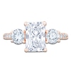 Thumbnail Image 3 of Radiant & Round-Cut Lab-Grown Diamond Three-Stone Engagement Ring 3 ct tw 14K Rose Gold