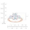 Thumbnail Image 4 of Radiant & Round-Cut Lab-Grown Diamond Three-Stone Engagement Ring 3 ct tw 14K Rose Gold