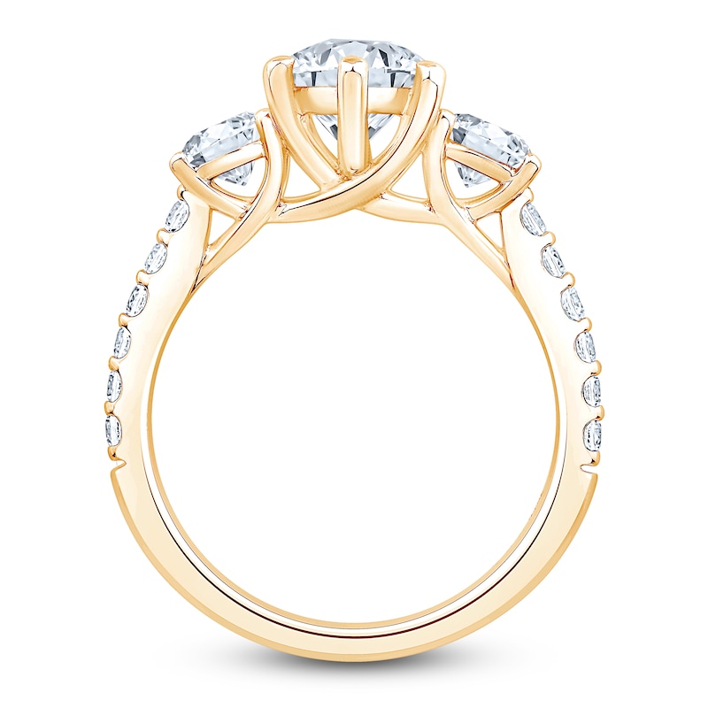 Main Image 2 of Marquise & Round-Cut Lab-Grown Diamond Three-Stone Engagement Ring 3 ct tw 14K Yellow Gold