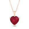 Thumbnail Image 1 of Heart-Shaped Lab-Created Ruby Solitaire Necklace 10K Rose Gold 18"