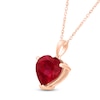 Thumbnail Image 2 of Heart-Shaped Lab-Created Ruby Solitaire Necklace 10K Rose Gold 18"