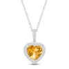 Thumbnail Image 1 of Heart-Shaped Natural Citrine & White Lab-Created Sapphire Heart Necklace Sterling Silver 18"