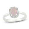 Thumbnail Image 1 of Cushion-Cut Lab-Created Opal & White Lab-Created Sapphire Halo Ring Sterling Silver