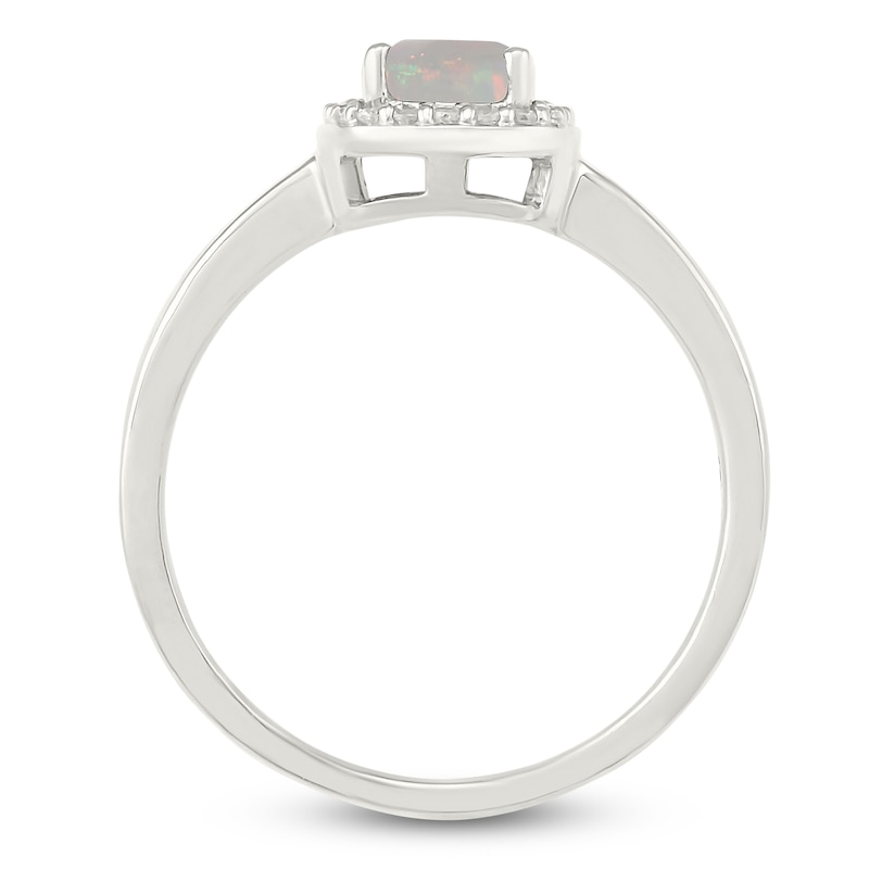 Main Image 3 of Cushion-Cut Lab-Created Opal & White Lab-Created Sapphire Halo Ring Sterling Silver