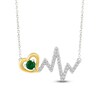 Thumbnail Image 1 of Lab-Created Emerald & White Lab-Created Sapphire Heartbeat Necklace Sterling Silver & 10K Yellow Gold 18"
