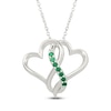 Thumbnail Image 1 of Lab-Created Emerald Double Heart Necklace Sterling Silver 18"