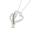 Thumbnail Image 2 of Lab-Created Emerald Double Heart Necklace Sterling Silver 18"