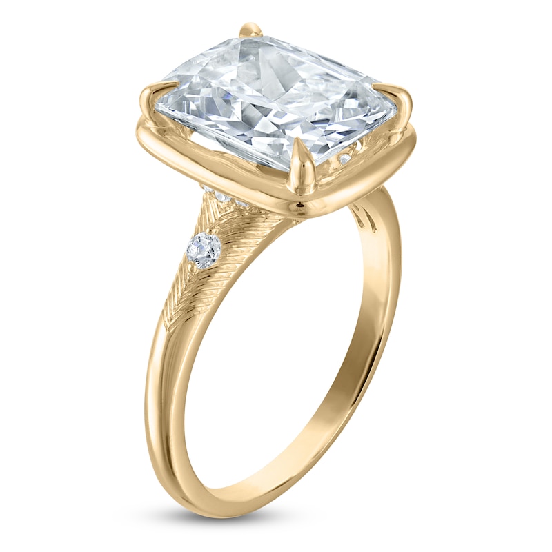 Main Image 2 of Cushion-Cut Lab-Grown Diamond Engagement Ring 5-1/5 ct tw 14K Yellow Gold