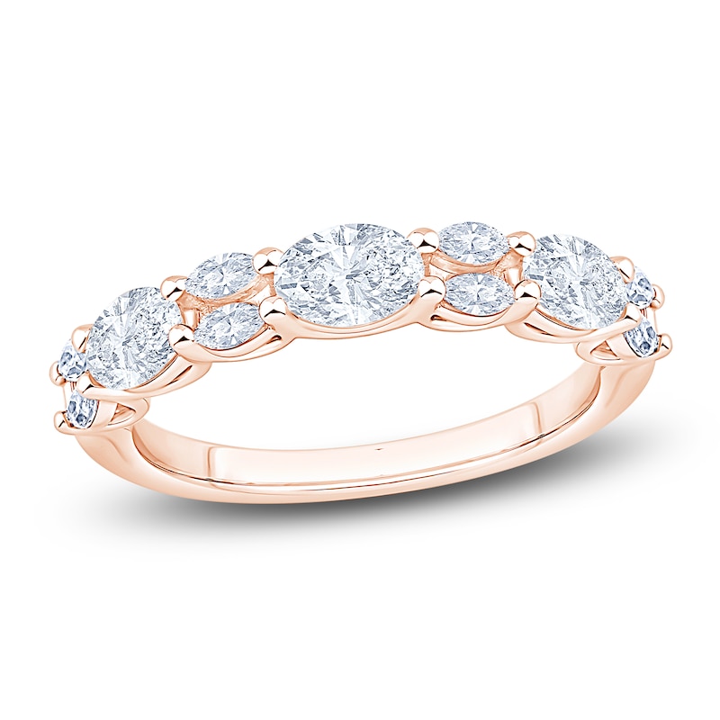 Main Image 1 of Marquise & Oval-Cut Lab-Grown Diamond Anniversary Ring 3/4 ct tw 14K Rose Gold
