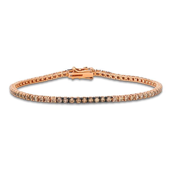 Le Vian Chocolate Ombré Diamond Tennis Bracelet 2-3/4 ct tw 14K Strawberry Gold 7"