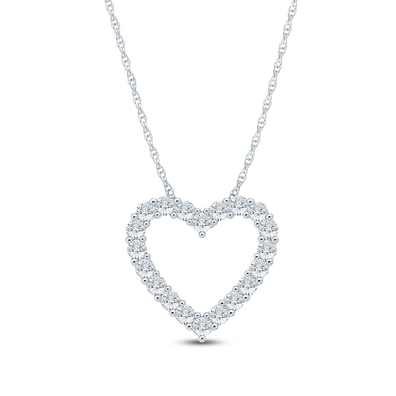 Main Image 1 of Jared Signature Lab-Grown Diamond Heart Outline Necklace 1/2 ct tw 14K White Gold