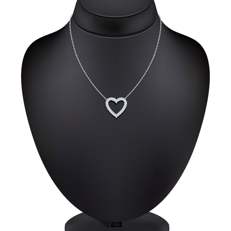 Main Image 5 of Jared Signature Lab-Grown Diamond Heart Outline Necklace 1/2 ct tw 14K White Gold