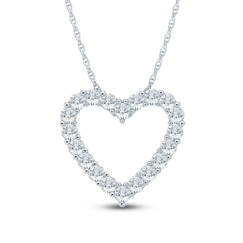 Main Image 1 of Jared Signature Lab-Grown Diamond Heart Outline Necklace 1 ct tw 14K White Gold
