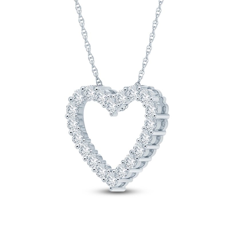 Main Image 2 of Jared Signature Lab-Grown Diamond Heart Outline Necklace 1 ct tw 14K White Gold