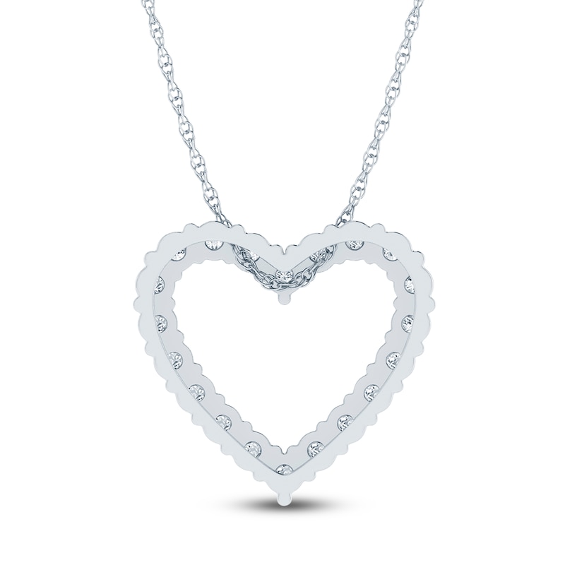 Main Image 3 of Jared Signature Lab-Grown Diamond Heart Outline Necklace 1 ct tw 14K White Gold