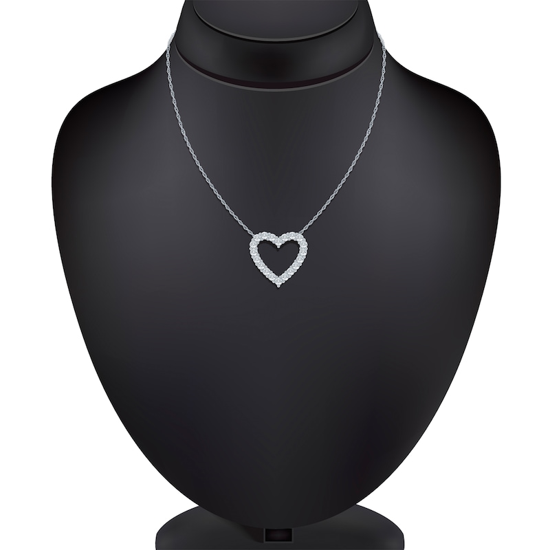 Main Image 5 of Jared Signature Lab-Grown Diamond Heart Outline Necklace 1 ct tw 14K White Gold