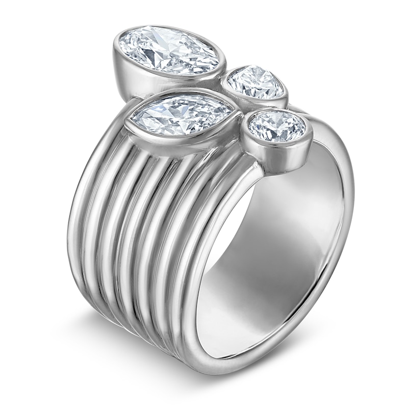 Main Image 2 of Jared Signature Multi-Shape Lab-Grown Diamond Bezel-Set Ring 2-1/2 ct tw Sterling Silver