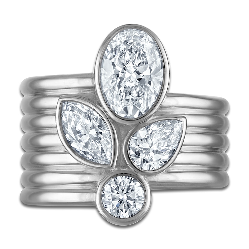 Main Image 3 of Jared Signature Multi-Shape Lab-Grown Diamond Bezel-Set Ring 2-1/2 ct tw Sterling Silver