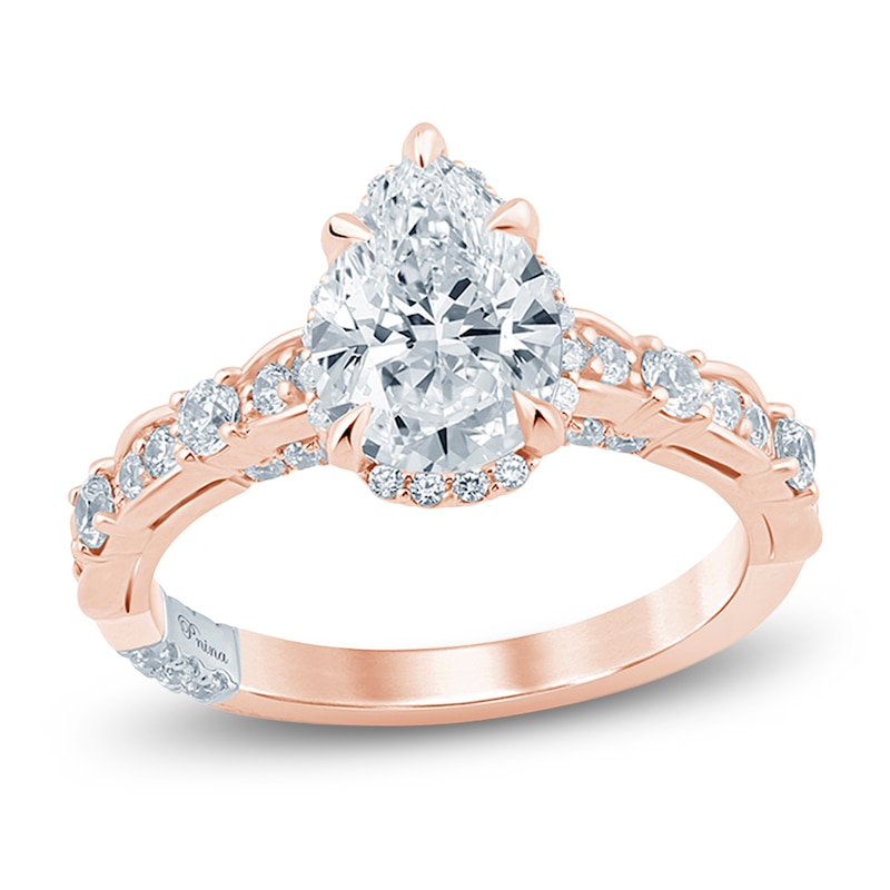 Main Image 1 of Pnina Tornai Lab-Grown Diamond Pear-Shaped Hidden Halo Engagement Ring 2 ct tw 14K Rose Gold