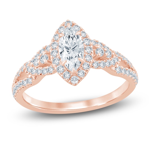 Chosen Certified Marquise-Cut Diamond Halo Engagement Ring 1 ct tw 14K Rose Gold