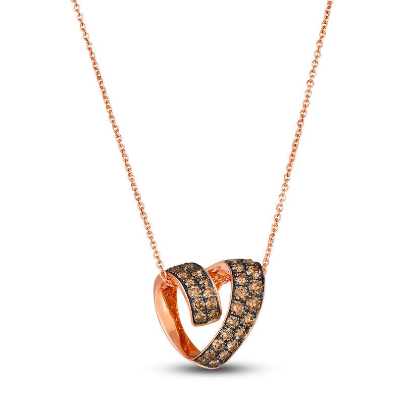 Main Image 1 of Le Vian Diamond Heart Pendant Necklace 5/8 ct tw Round 14K Strawberry Gold 19"
