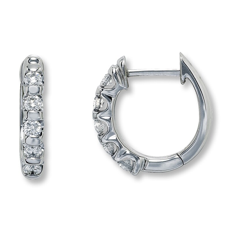 Diamond Hoop Earrings 1/2 ct tw Round-cut 14K White Gold