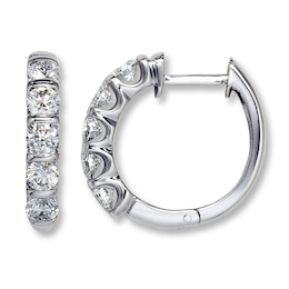 Diamond Hoop Earrings 2 ct tw Round-cut 14K White Gold