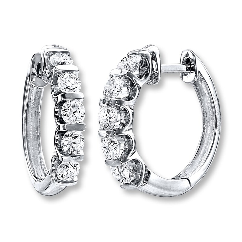 Diamond Hoop Earrings 2 ct tw Round-cut 14K White Gold