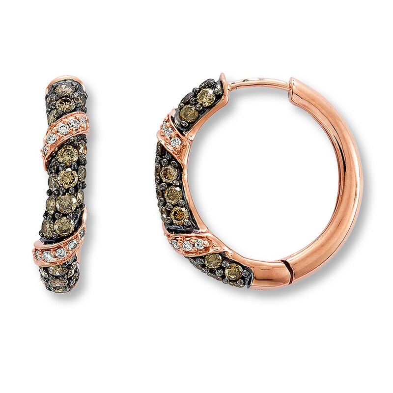 Levian Chocolate Diamonds 1 ct tw Hoop Earrings 14K Gold Hoop