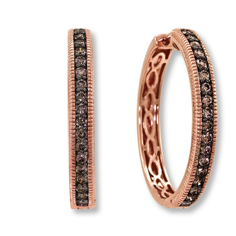 Main Image 1 of Le Vian Chocolate Diamonds 5/8 ct tw Hoop Earrings 14K Strawberry Gold