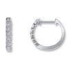 Diamond Hoop Earrings 1/8 ct tw Round-cut 10K White Gold