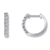 Thumbnail Image 1 of Diamond Hoop Earrings 1/8 ct tw Round-cut 10K White Gold