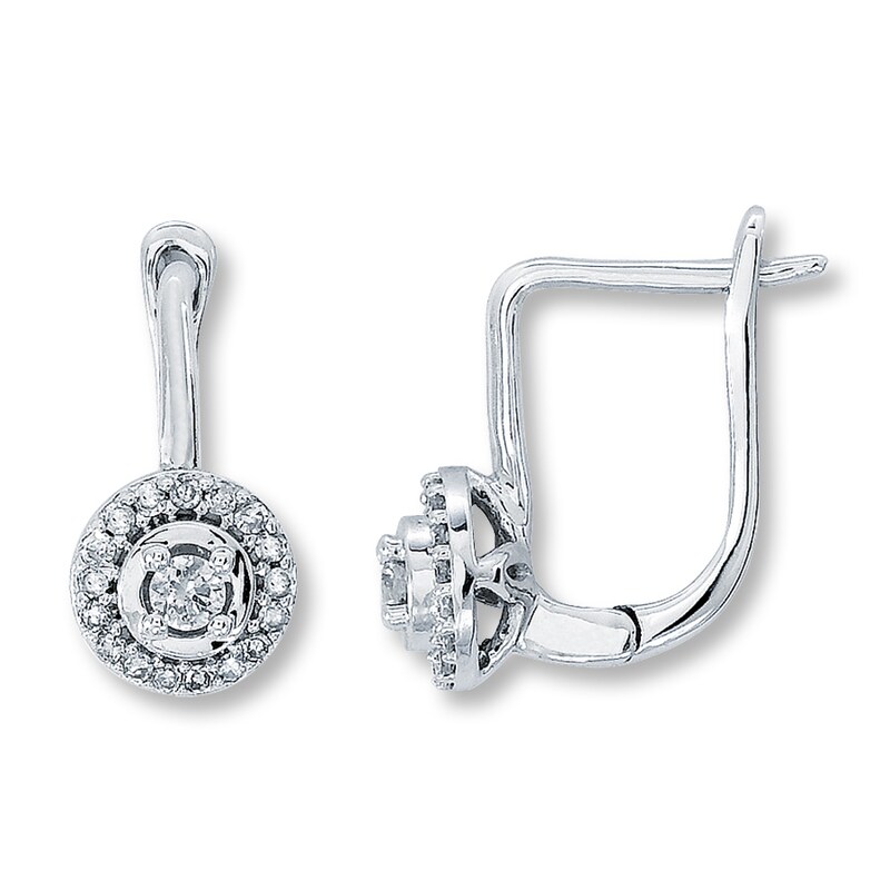 Main Image 1 of Diamond Earrings 1/5 ct tw Round-cut 10K White Gold