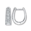Diamond Hoop Earrings 1/2 ct tw Round/Baguette 14K White Gold