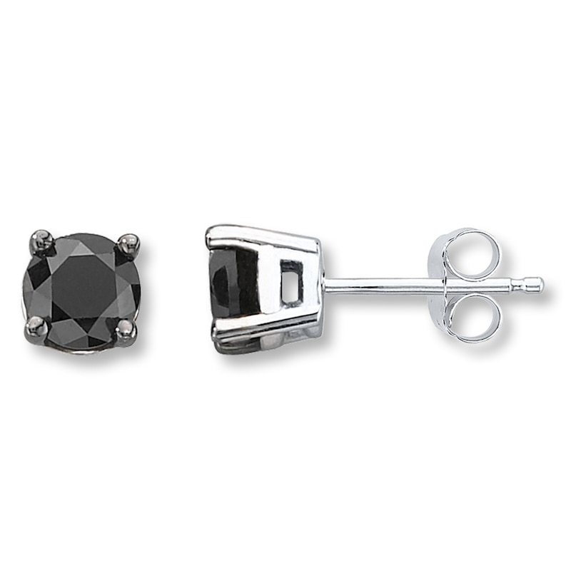 Main Image 1 of Black Diamond Earrings 2 ct tw Round-Cut 10K White Gold