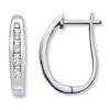 Thumbnail Image 1 of Diamond Hoop Earrings 1/4 ct tw Round/Baguette-Cut 10K White Gold
